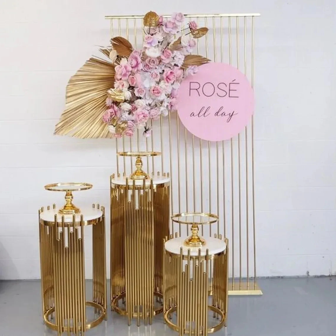 

Tall-Event Party Backdrop, Pedestal Stand, Flower Balloon Arch, Plinth Table, Cylinder Cake Holder, Wedding Dessert Table, 3Pcs