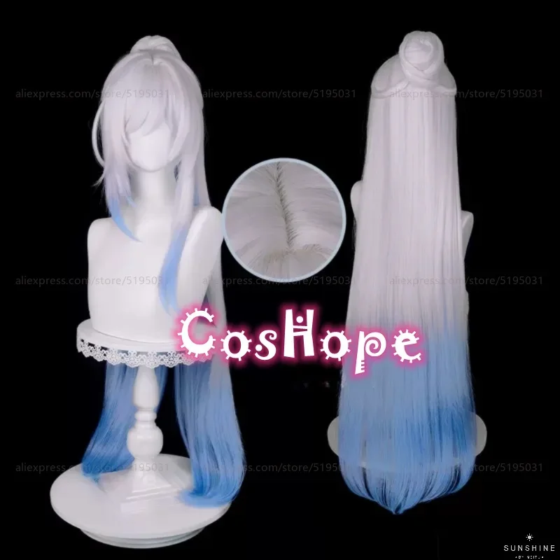 Парик для косплея Цзин Лю длинный парик 96 см серебристый белый синий градиентный