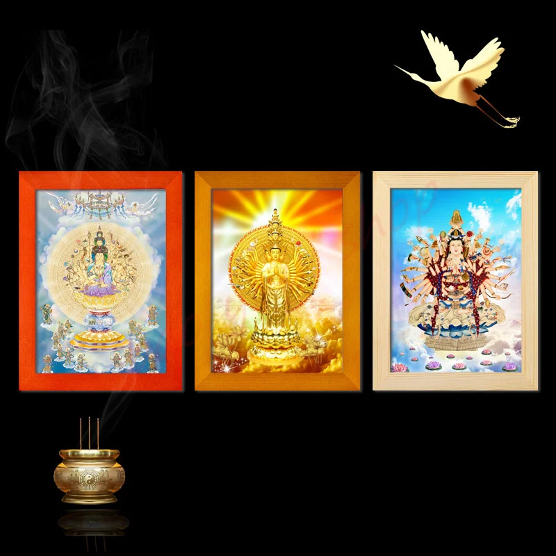 

Фотография Гуаньинь Бодхисаттва однотонная, изысканная религиозная декоративная живопись фэн-шуй