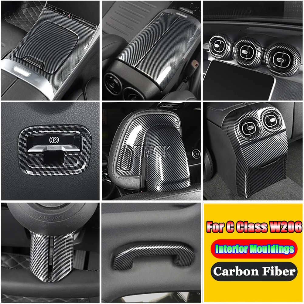 For Mercedes Benz C Class W206 C200 C220 C260 C300 2022+ Carbon Fiber Car Luxury Entire Interior Mouldings Full Kit Accessories