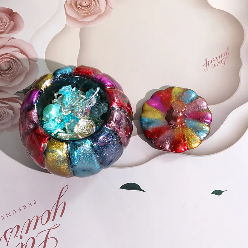 DIY Epoxy Resin Mold Pumpkin Storage Box Silicone Mold Jewelry Storage Bottle Home Decoration Pumpkin Bottle Mold Handmade