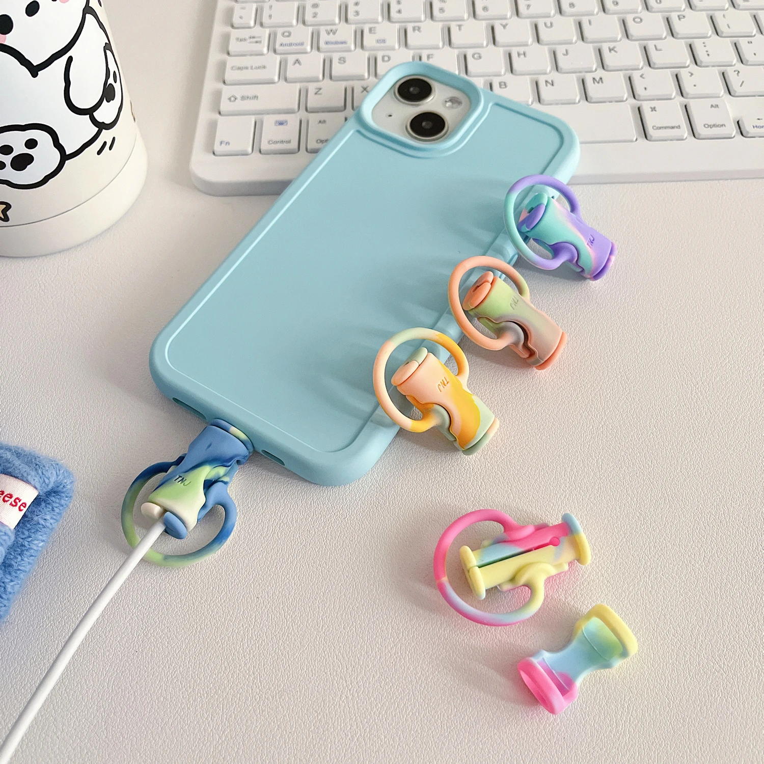 

2-in-1 Cable Protector Universal Mobile Phone Data Cord Silicone Anti-Break Organizer Saver Cover for iPhone 14 USB Charge Wire