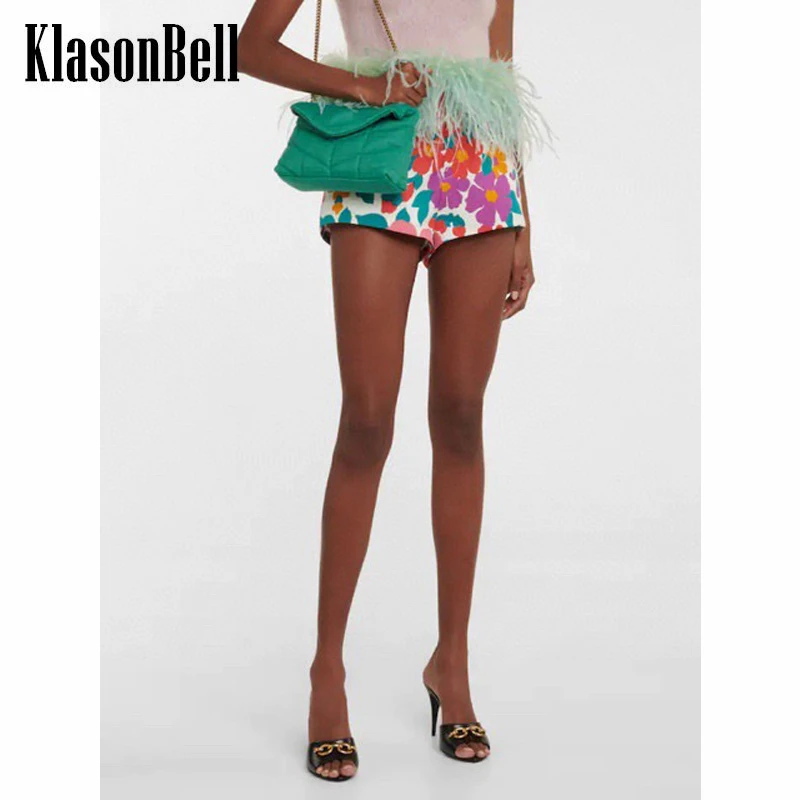 

6.10 KlasonBell Vintage Floral Print High Waist Shorts Women
