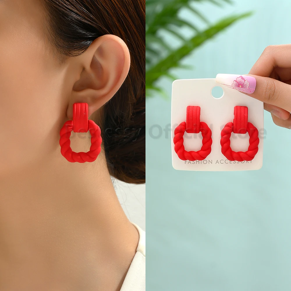 

Trendy Acrylic Square Drop Earrings For Women Korean Fashion Luxury Original Design Party Wedding Sweet Elegant Jewelry Pendants