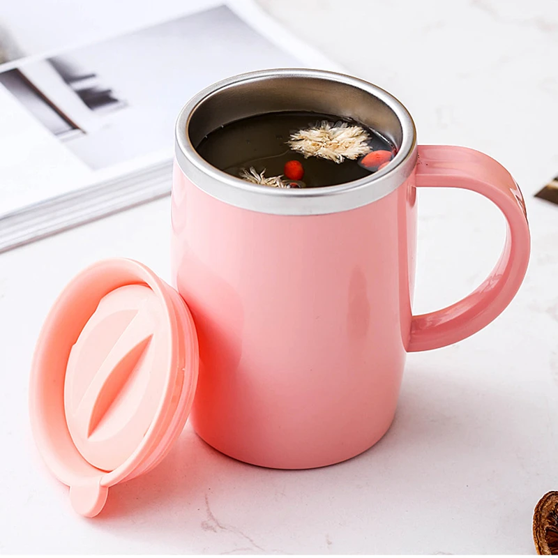 

Leak-proof Coffee Mug 500ml Stainless Steel Water Cup Anti-scald Heat Insulation Water Bottle Double-layer Water Mug Portable