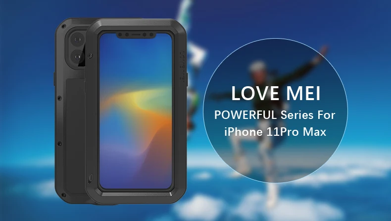 

Love Mei Metal Case For iPhone 11/iPhone 11 Pro/iPhone 11 Pro Max Powerful Shockproof Waterproof Armor Cover Gorilla Glass Film