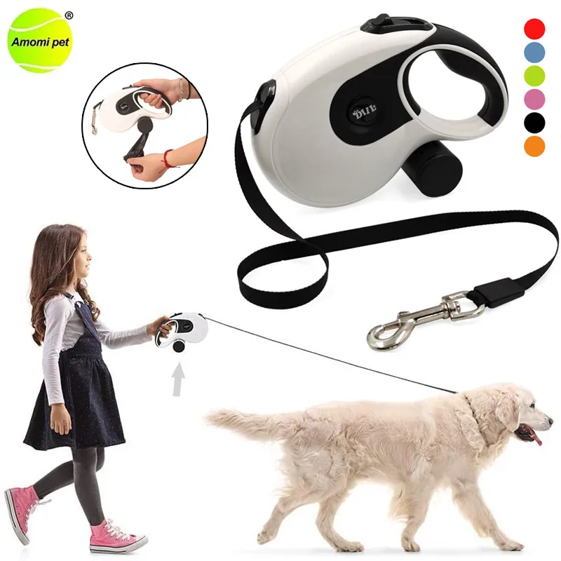 

Dog Leashes 5M Automatic Retractable Leash Rope Durable Big Dogs Walking Running Leads with Trash Shell Dog Accessories