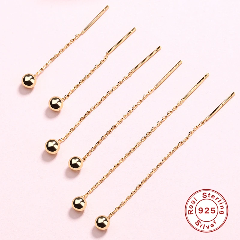 

Aide 3.5mm 4.5mm 5.5mm Chain Tassel Aretes Earrings 925 Sterling Silver Stud Earring For Women Korean INS Wedding Jewerly Gift