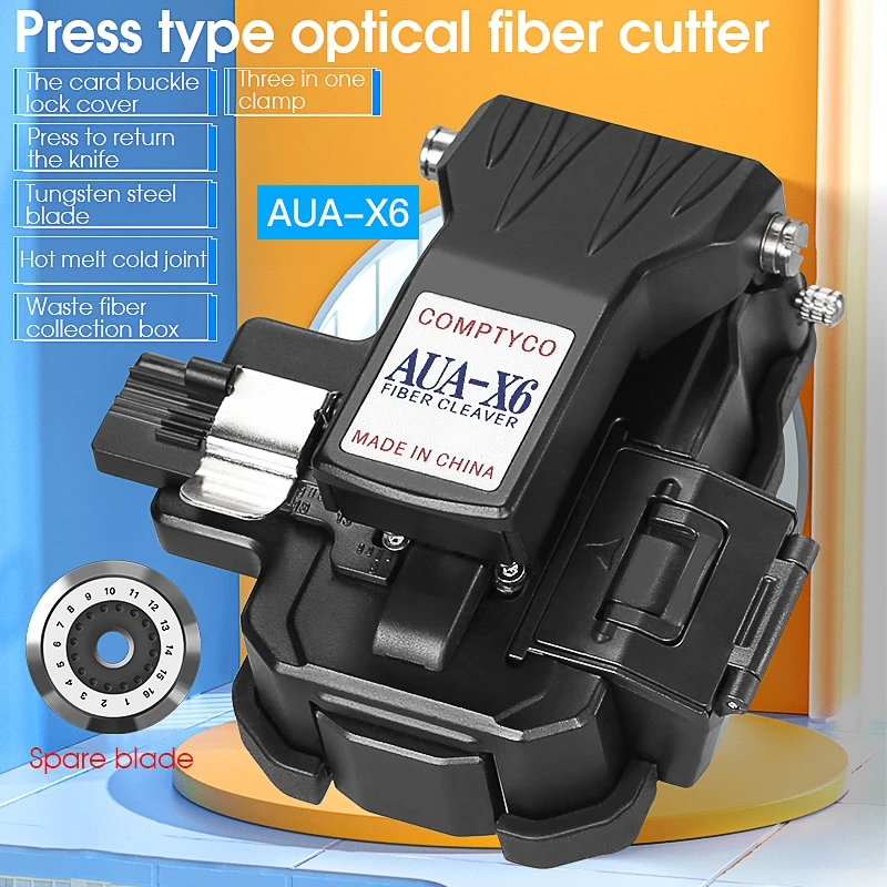 COMPTYCO FTTH High-precision AUA-X6 for Cold Joint/Hot Melt Optical Fiber Cleaver Machine with 24 Surface Blade Cutting Tool