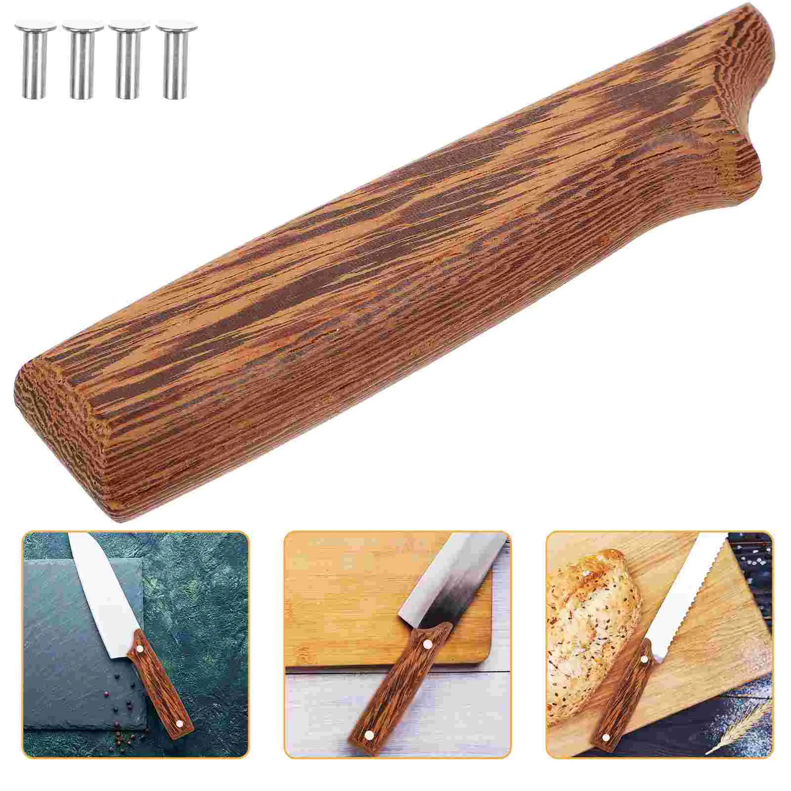 

2pcs Kitchen Wood Handle Practical Handle Grip for Chef Replacement Handle