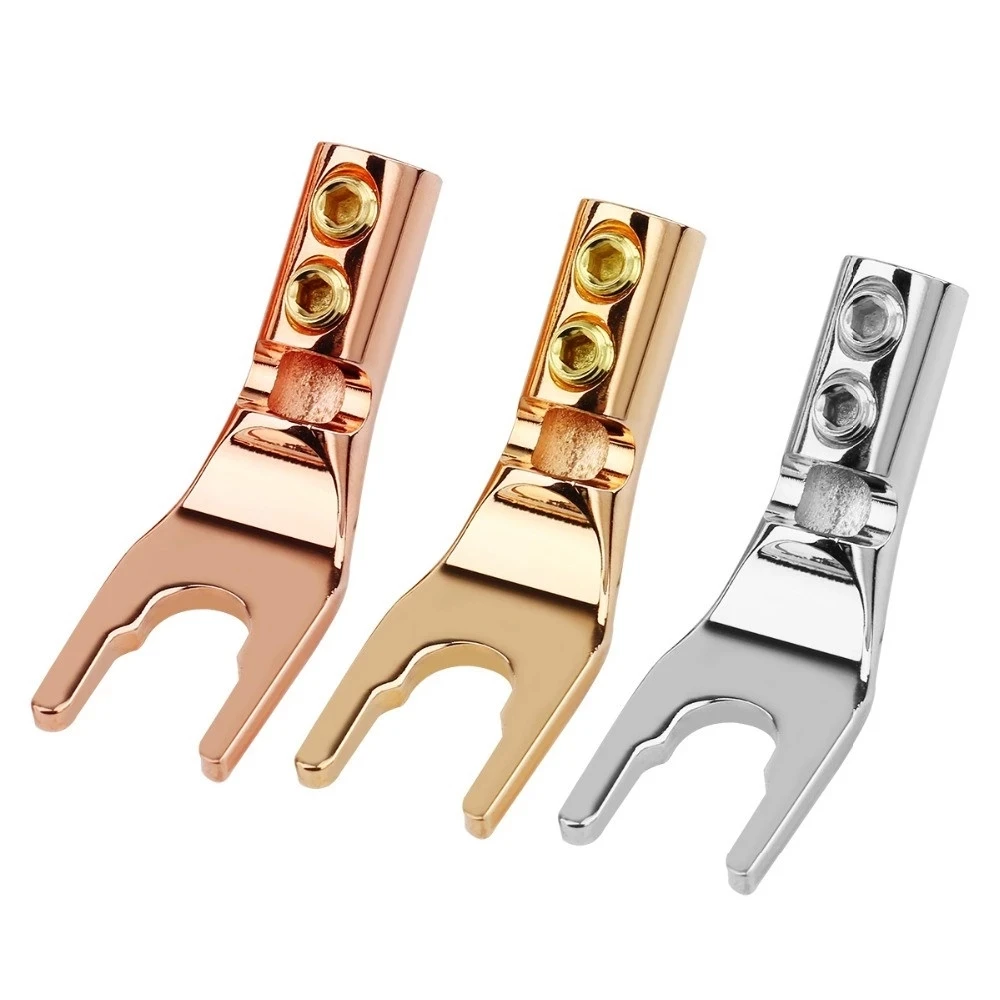 

Banana U/Y Plug Solder Audio Jack Wire Conenctor Gold/Rhodium Plated Copper Spade Speaker Screw Fork HiFi Connector Plugs