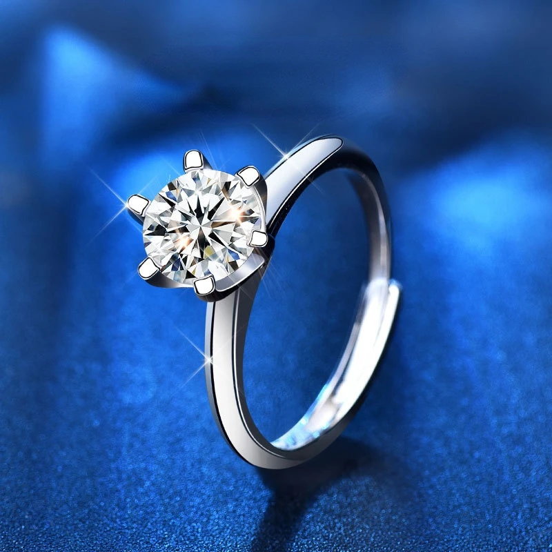 

Модное кольцо JoyceJelly с драгоценным камнем 1-2 карата, серебряное кольцо с широким горлом, высококачественное женское кольцо с шестью крапанам...