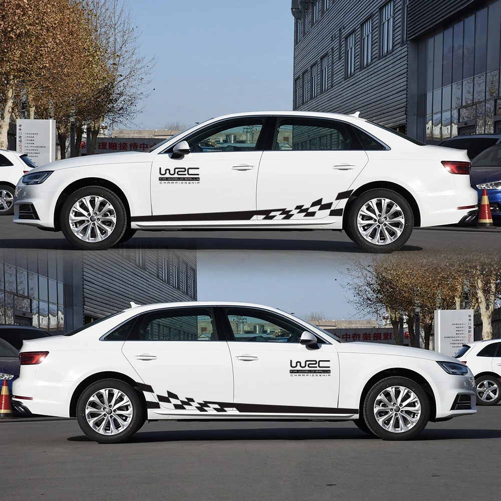 4PCS Fashion car grid fringe pattern sticker for Opel OPC Mokka Astra Vectra KIA RIO SPORTAGE vinyl PICANTO door accessories - купить по