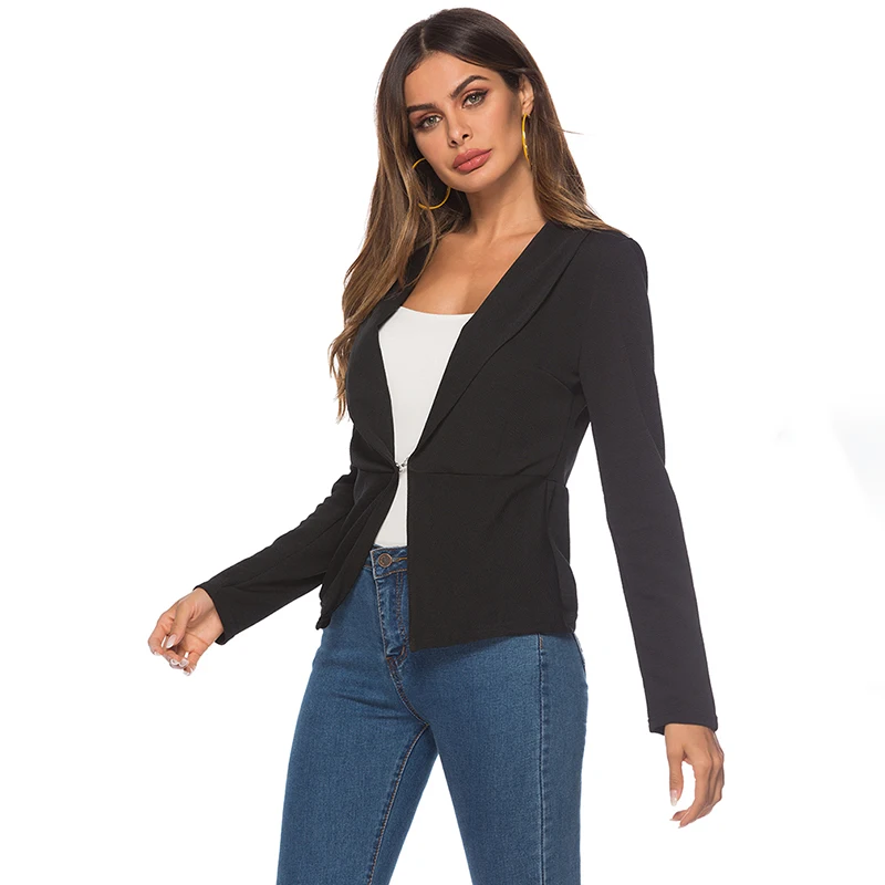 

Women Blazer Office Work Open Front Notched Ladies Blazer Coat Spring Autumn Slim Fit Women Formal Jackets Femme