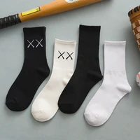4 pairs lot pack women the new arrival black white solid color sport socks fashion hapyy funny cotton tide socks