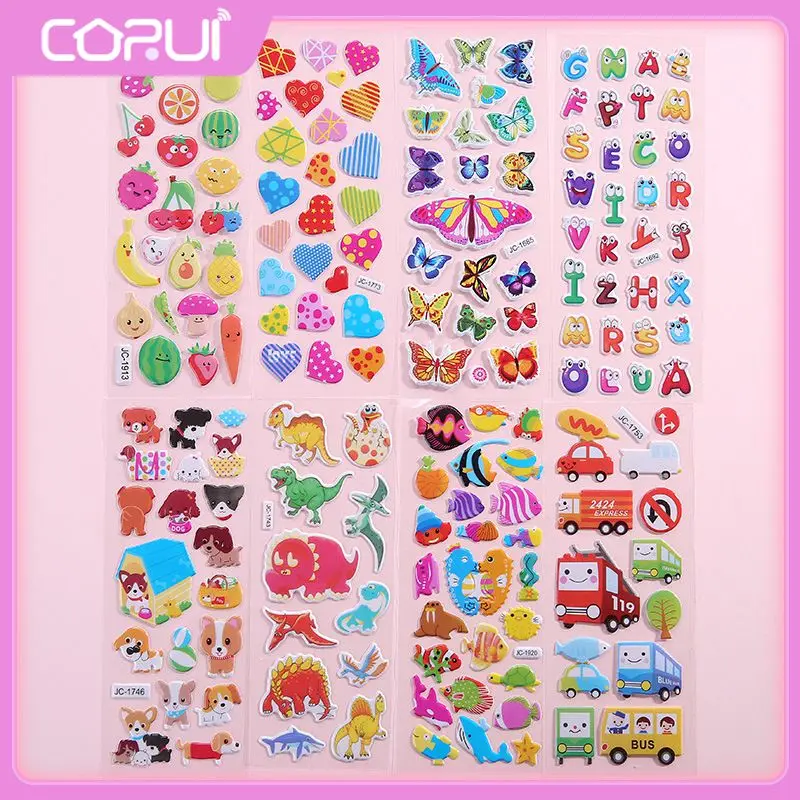 

100% brand new and high quality Bubble Stickers 3D Cartoon three-dimensional bubble sticker Animal Waterproof DIY Baby ToysTXTB1