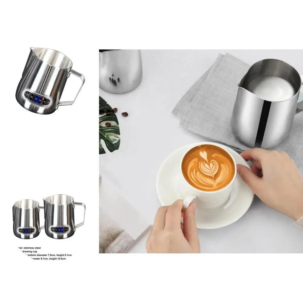 

Heat-resistant Useful Food-grade Milk Latte Cup Easy Clean Milk Frother Cup Olecranon Spout for Bar