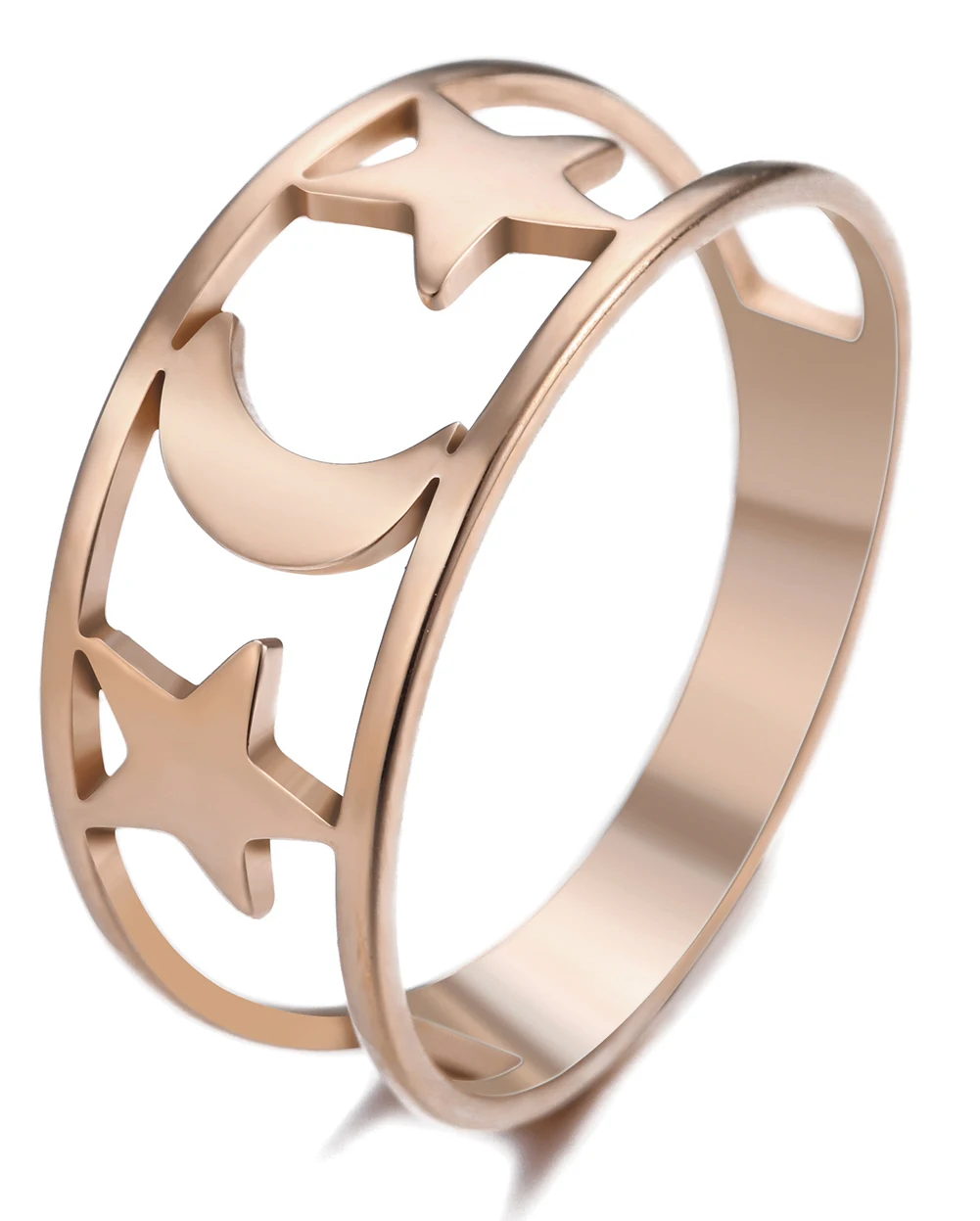 Kkjoy модные простые кольца из нержавеющей стали золотого цвета с полыми звездами и