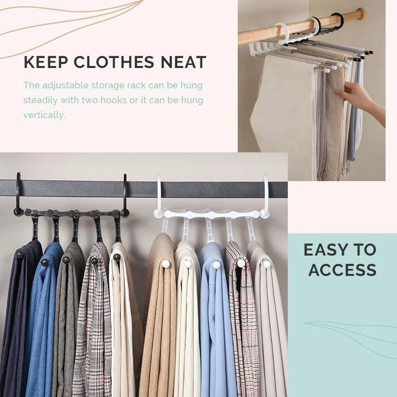5 in 1 Pant Rack Hanger for Clothes Organizer Multifunction StainlessSteel Shelves Closet Storage Organizer Folding Clothes Hang images - 6