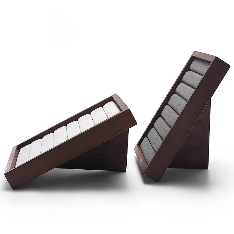 Solid Wood Jewelry Display Tray with Microfiber Jewelry Organizer Storage Tray for Necklace Bangle Earrings Ring Pallet