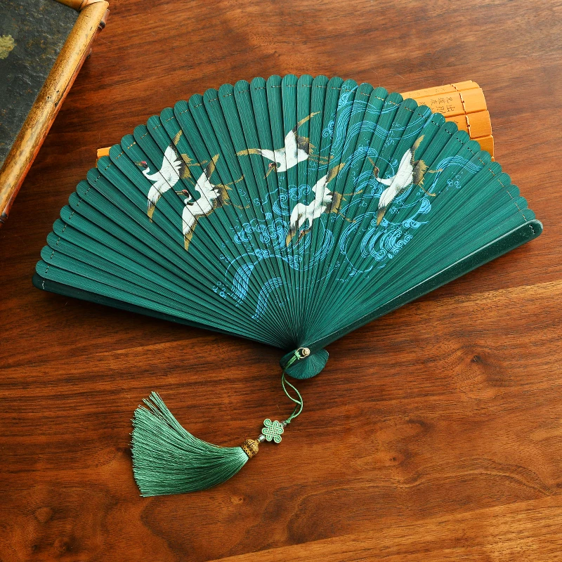 

Silk Women's folding fan, Bamboo and wood fan bone Portable outdoor decorative hand fan Home Decoration Folding Fan best gift