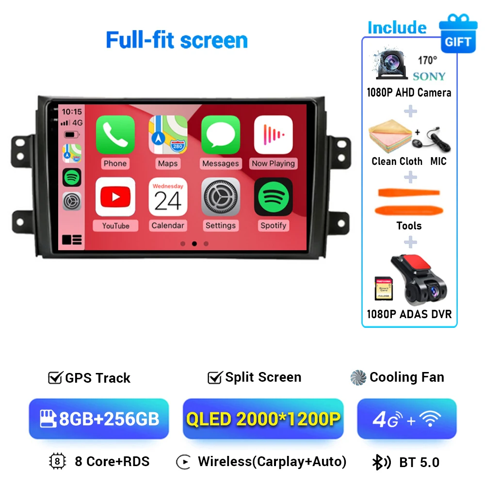 

Android 15 беспроводной Carplay и автоматический для Suzuki SX4 2006-2014, автомобильный радиоприемник, мультимедийный плеер, навигация, GPS, головное устройство, камера 2 din 360