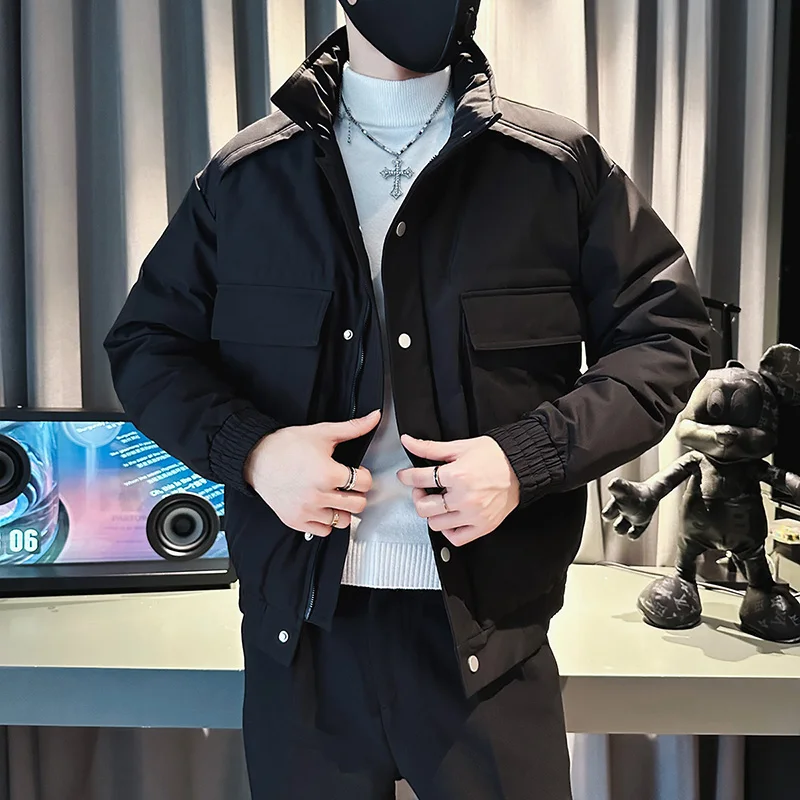 Autumn Winter Stand Collar Jackets Men Thicken Warm Puffer Parkas Casual Business Coats Hiphop Overcoat Streetwear Men Clothing