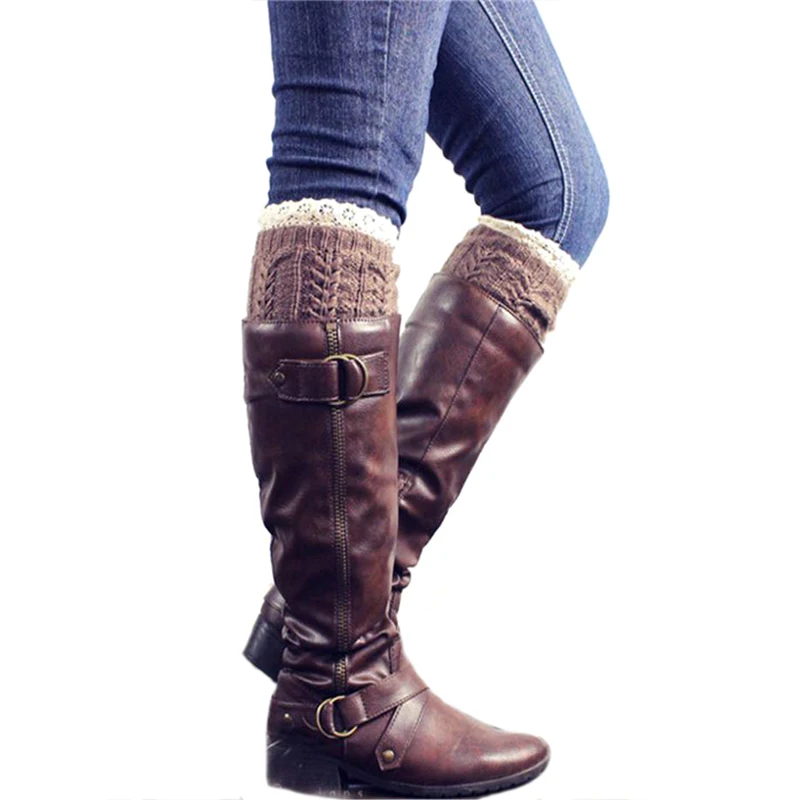 

Women Girls Winter Leg Warmers Down Boot Cuffs Lace Trim Gaiters Boot Socks Crochet Leg Warmers Short Knit Leg Warmers 852511