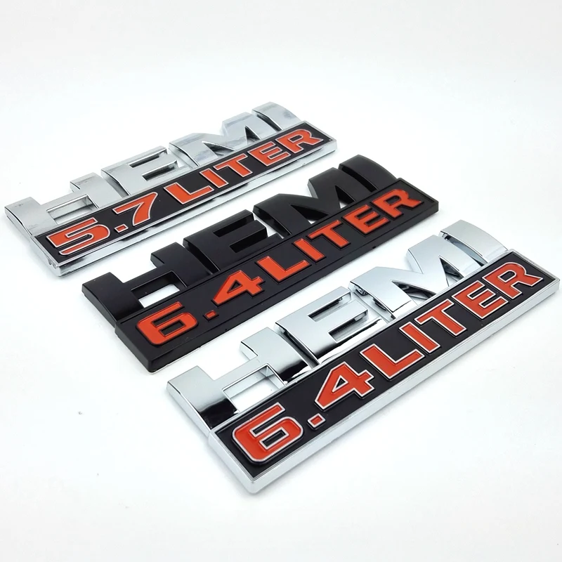 

3D Metal Car emblem stickers Hemi 5.7 Liter or Hemi 6.4Liter Silver/Black for USA cars J** series models DIY installation