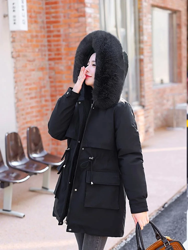 -30 Degrees Snow Wear Medium Long Parkas Winter Jacket Women Removable Lining Hooded Clothes Female Winter Coat Women