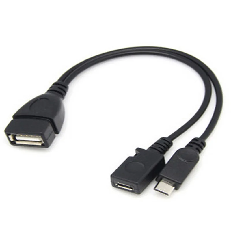 

1pc 2 In 1 OTG Micro USB Host Power Y Splitter USB Adapter To Micro 5 Pin Male Female Cable