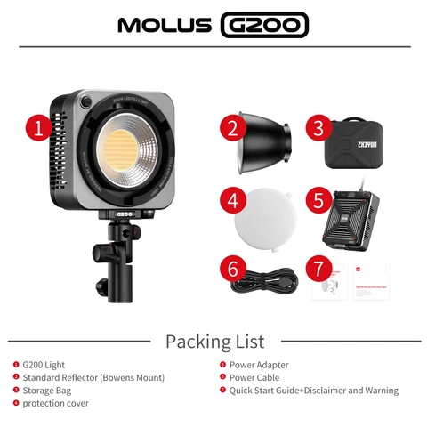 ZHIYUN MOLUS G200 200 Вт светодиодный светильник для видеосъемки