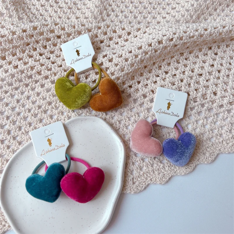 

2 шт. новые модные милые головные уборы для девочек с хвостом принцессы корейские детские милые бархатные резинки с надписью Love аксессуары д...