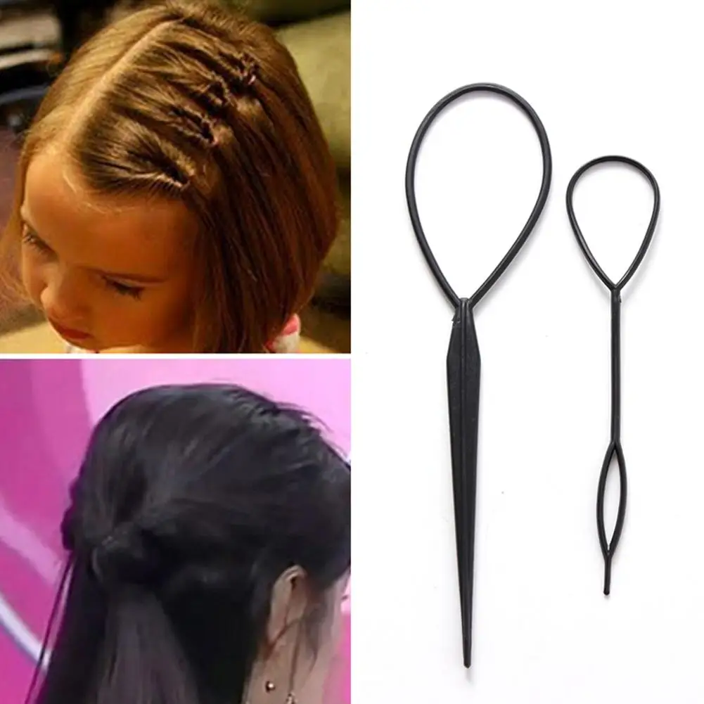 

2pcs Colorful Hair Tail Tools Elastic Stretchable Ponytail Maker Hair Braid Accessories For Hair Styling