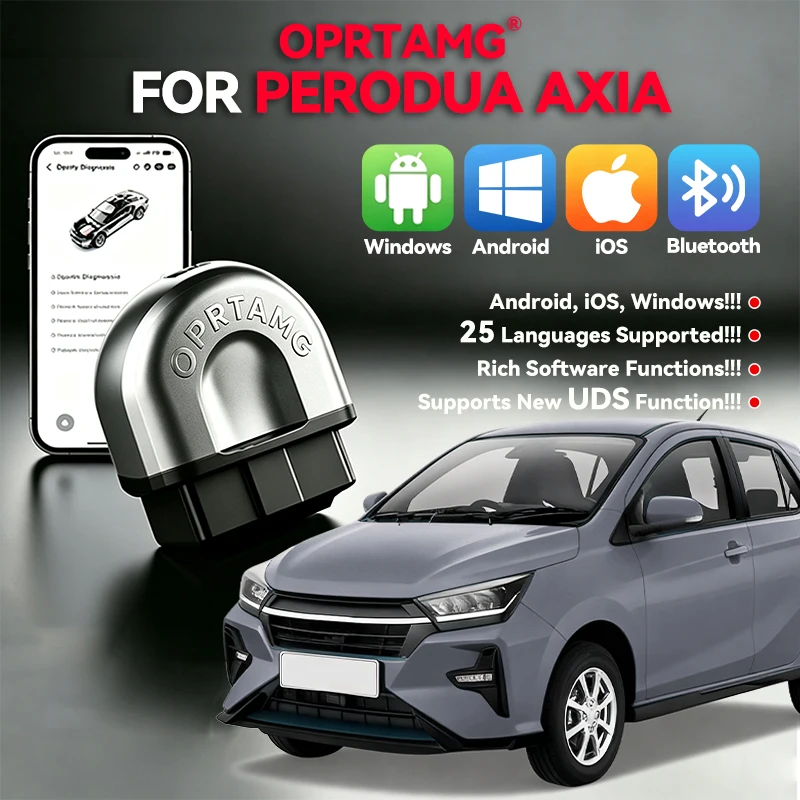 Фото OPRTAMG B25 Bluetooth OBD2 сканер для Perodua Axia, инструмент для диагностики автомобилей, считыватель кодов, беспроводное подключение. №1