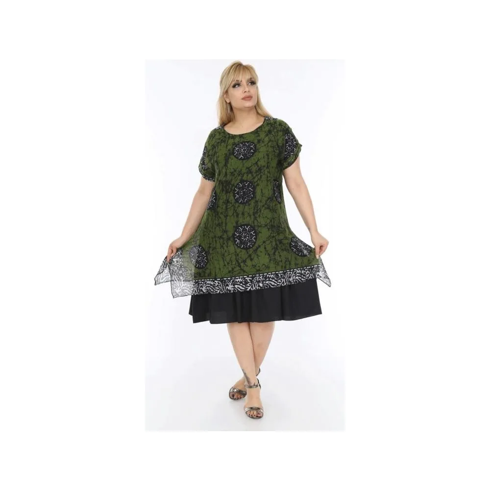 

Large Size Ethnic Patterned Muslin Fabric Summer Dress