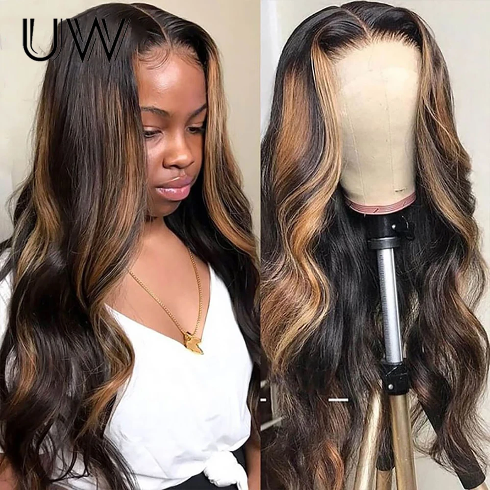Highlight HD 13x4 Lace Front Wig 180% Brazilian Full Frontal Honey Blonde Ombre Body Wave Lace Front Wigs For Black Women