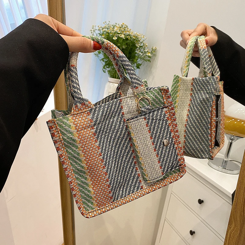 

2022 New Korean INS Waterproof Mini Portable Canvas Bag all-match Handbags Storage Bag Package
