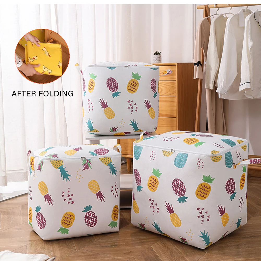 

Zippered Storage Bag for Closet King Comforter, pillow, quilt, bedding, Clothes, Blanket Organizers with Large Carry Handles
