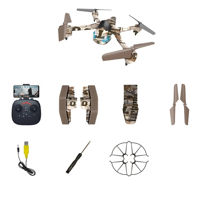 

2 In 1 RC Tank UAV Quadcopter Remote Control Aircraft 4-Axis With 3MP HD Wifi Camera Remote Control Quadcopter Toys