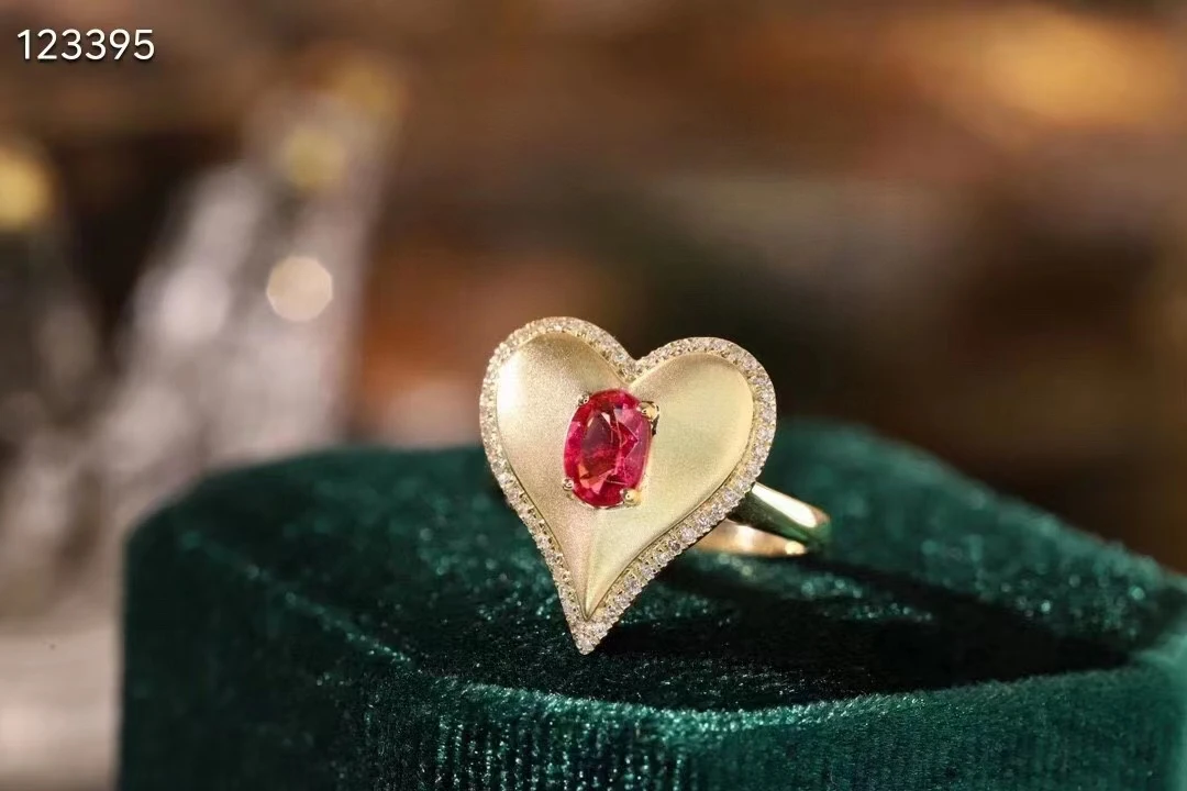 Кольцо в форме персикового сердца XCL 18K Изящные Ювелирные изделия для леди