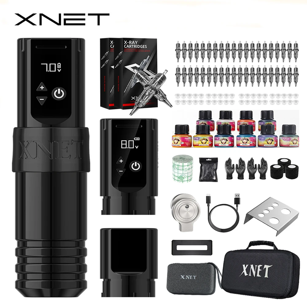 

Xnet Torch Wireless Tattoo Machine Pen Kit Coreless motors 2400mAh Battery 10 Tattoo Ink 40 Mixed Cartridge For Tattoo Artists