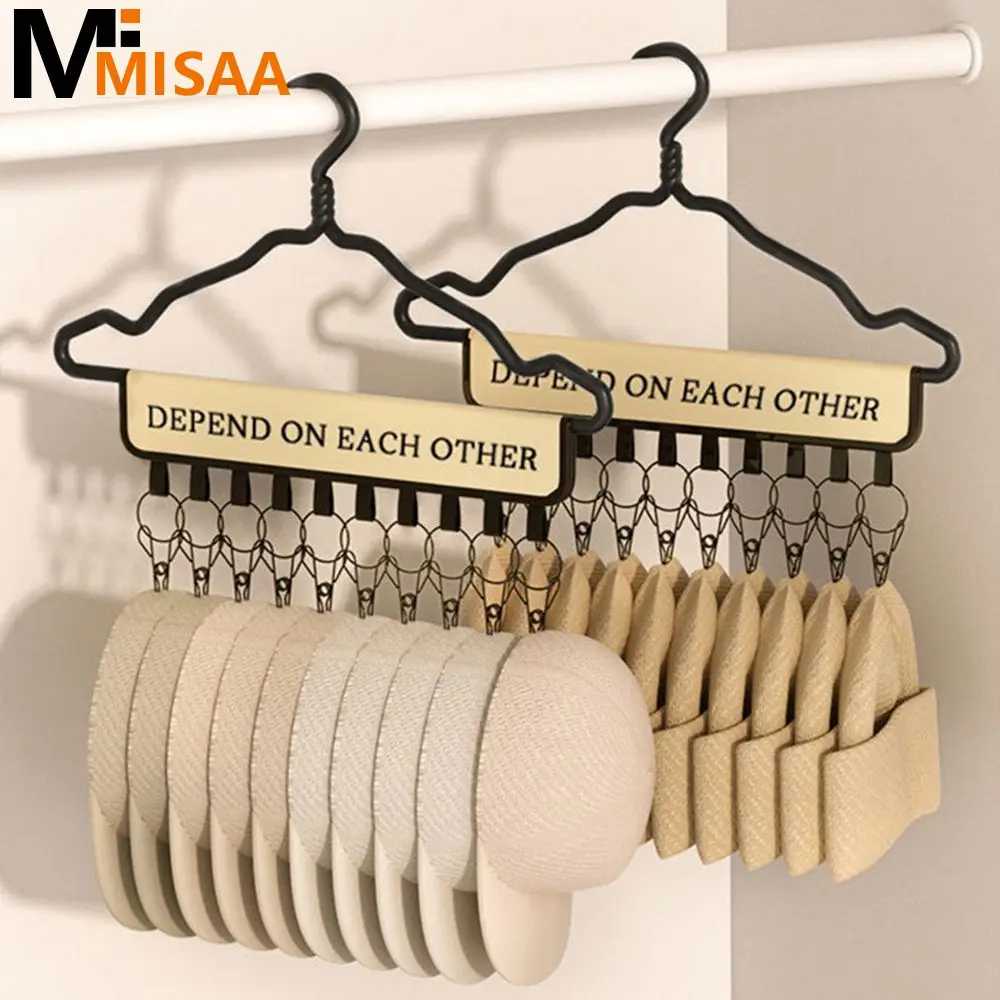 

Non-woven Fabric + Iron Hat Storage Rack Adjustable Clothes Storage Pink Hat Rack Easy To Use Collectibles Black Cap Hook