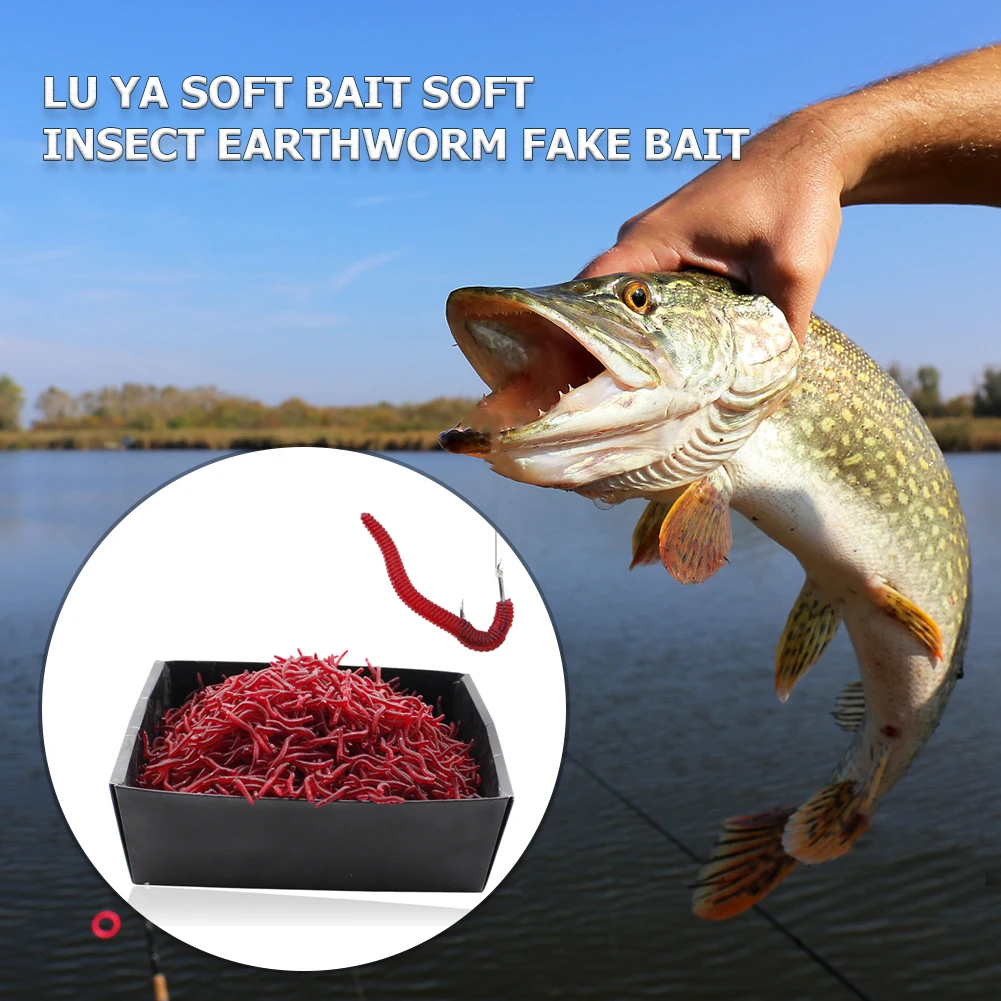 

100/200pcs per Set 3.5cm Soft Red Worm Baits PVC Swimbait Earthworm Carp Fishing Lures Lifelike Earthworm Baits
