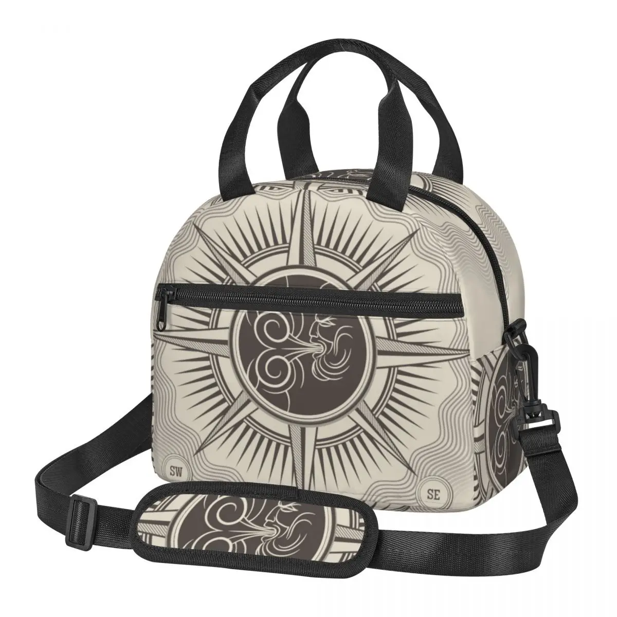 

Thermal Insulated Bag Lunch Box Retro Style Set Wind Rose Lunch Bag Fridge Bag Cooler Handbag Food Bag for Work