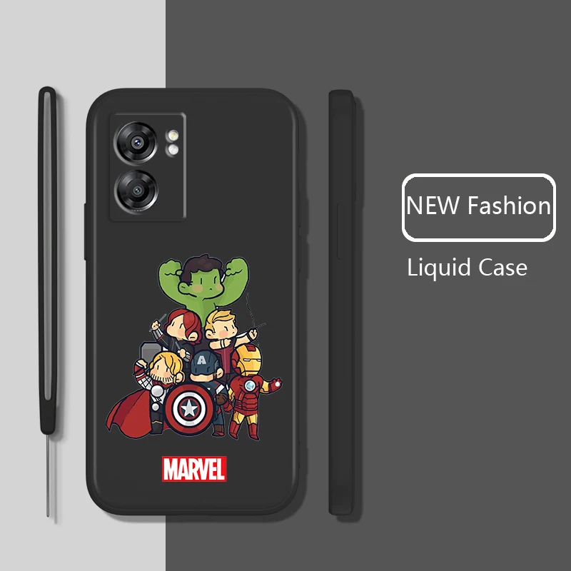 

Marvel Avengers Hero Case For OPPO Find X5 X3 Lite F21 A96 A94 A93 A77 A76 A74 A72 A57 A53S 5G Liquid Rope Phone Cover Coque