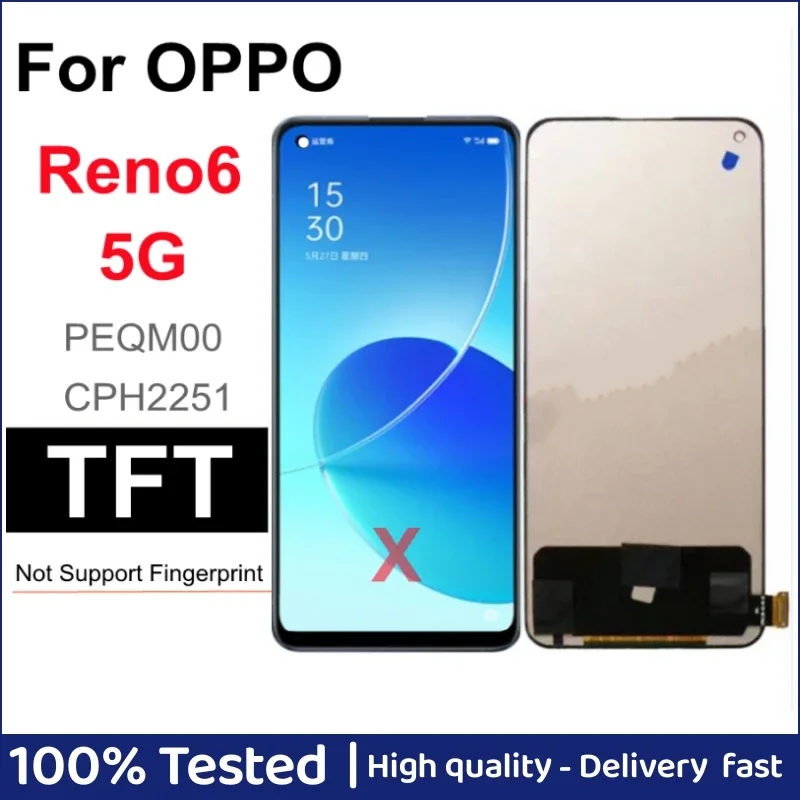 6 43 &quotTFT для Oppo Reno6 5G ЖК-дисплей с цифровым преобразователем сенсорного экрана в