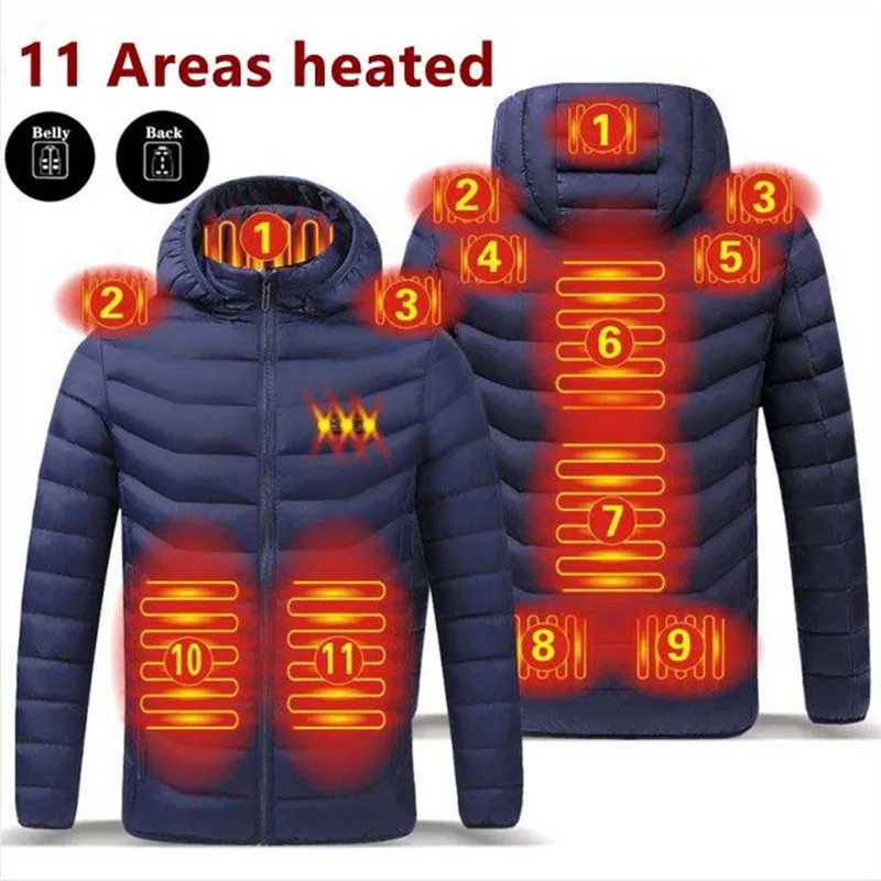 USB Heating Jackets Outdoor Men Winter Warm Electric Heating Jackets Warm Vest Heatable Thermal Cotton Coat