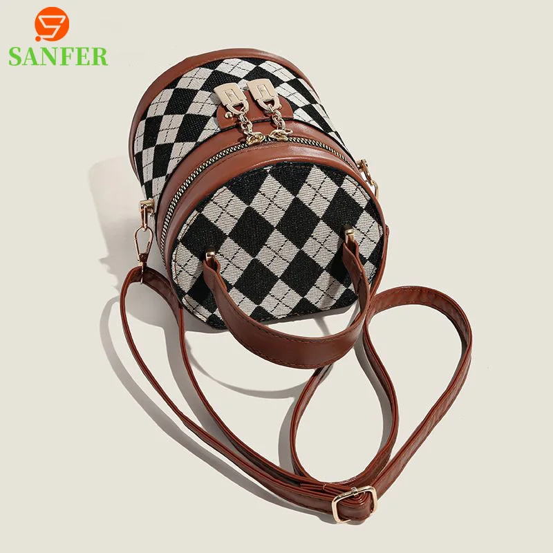 2023 Women's Bag Luxury Lattice Pattern Shoulderbag Bucket Bags Female Mini Handbags For Ladies Potch on Offer Free Shipping