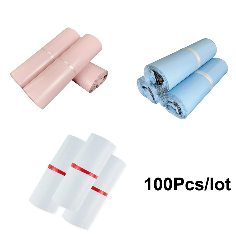 Hysen 100Pcs Pink Poly Mailers Tearproof Waterproof Packaging Postage Bags for Clothes Poly Shipping Bags Plastic Mailing Bags